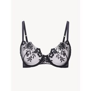 La Perla Zephyr Underwire Lace Bra 32B Black Sheer Tulle Mesh Floral Unpadded